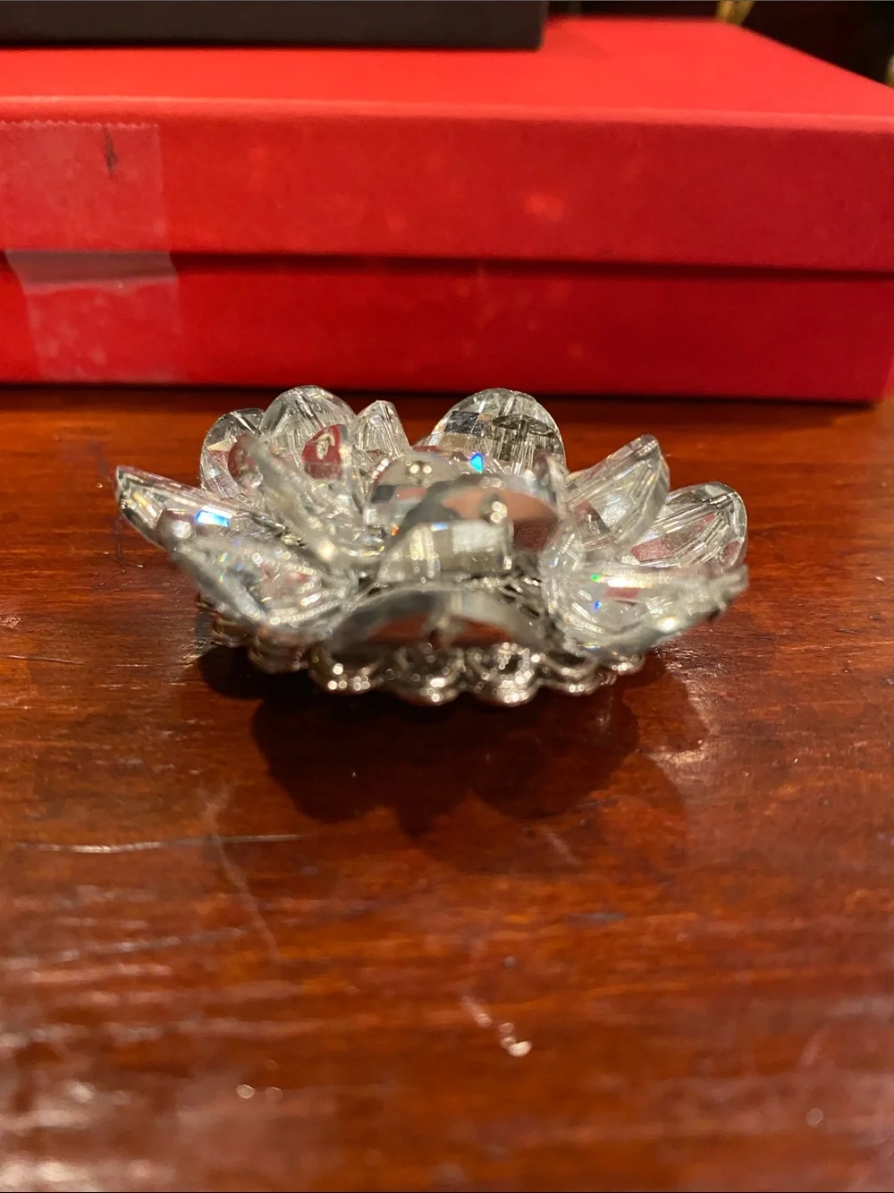 Vendome Crystal Lotus Flower Brooch Pin - Clear Sparkling Petals